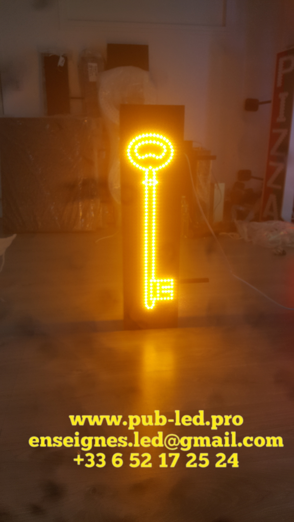 SIGNALISATION LED DOUBLE FACE AVEC ANIMATION POUR CORDONNERIE SERRURERIE 50x70CM – Image 5