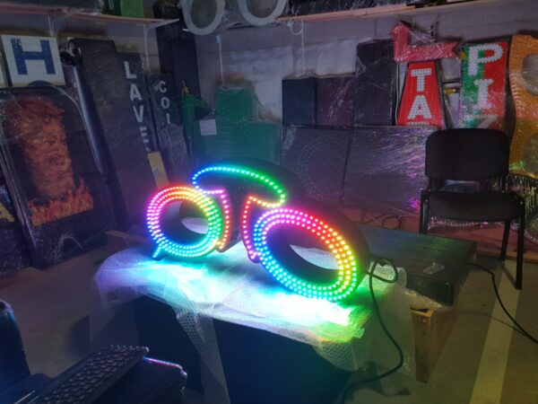 ENSEIGNE LED EXTERNE "LUNETTES" DOUBLE FACES AVEC ANIMATION ET TÉLÉCOMMANDE 110X40cm – Image 2