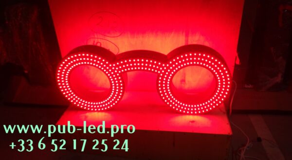 ENSEIGNE LED EXTERNE "LUNETTES" DOUBLE FACES AVEC ANIMATION ET TÉLÉCOMMANDE 110X40cm – Image 6