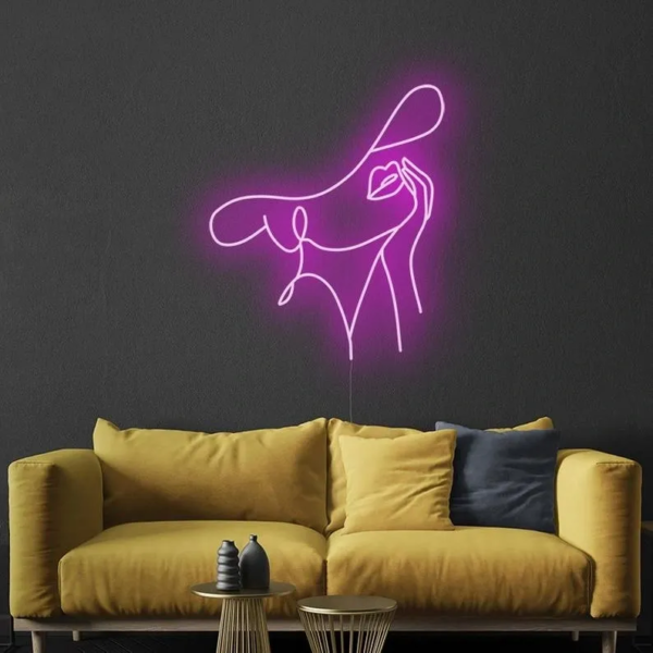 ENSEIGNE LUMINEUSE " VISAGE DE DAME" NÉON FLEX PERSONNALISÉE, CHOIX DE TAILLE ET COULEUR, 55 et 80 cm – Image 2