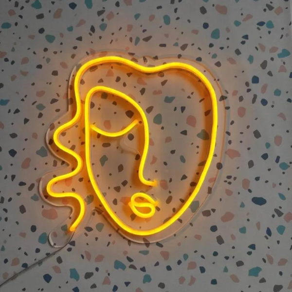 LAMPE MURALE LED “VISAGE DE DAME”, NÉON FLEX, TAILLE ET COULEUR AU CHOIX, 30 cm OU 40 cm