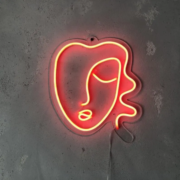 LAMPE MURALE LED “VISAGE DE DAME”, NÉON FLEX, TAILLE ET COULEUR AU CHOIX, 30 cm OU 40 cm – Image 3