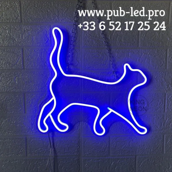 ENSEIGNE LUMINEUSE PERSONNALISABLE “CHAT” NÉON FLEX, DIFFÉRENTES TAILLES ET COULEURS