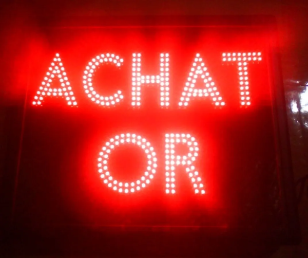 ENSEIGNE LED DOUBLE FACE ACHAT OR ANIMÉE AVEC TÉLÉCOMMANDE 90x70cm – Image 4